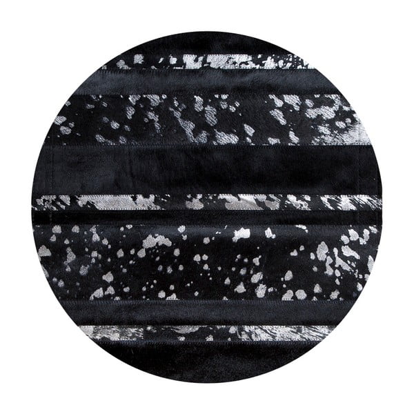 Skórzany dywan ze srebrnymi detalami Pipsa Stripes, ⌀ 100 cm