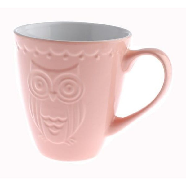 Różowy kubek ceramiczny Dakls Owl, 200 ml