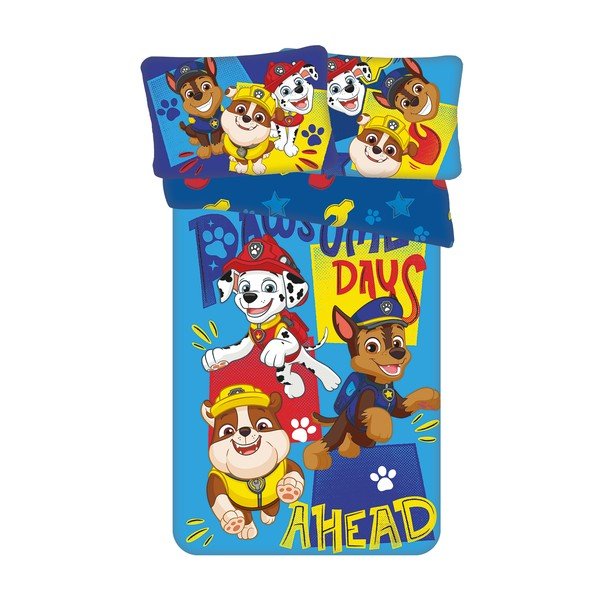 Niebieska bawełniana pościel dziecięca do łóżeczka 100x135 cm Paw Patrol "Pawsome days ahead" – Jerry Fabrics