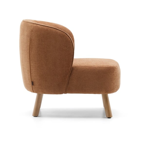 Fotel z tkaniny szenilowej w kolorze terakoty Ulit – Kave Home-image-3