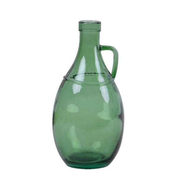 Zielony wazon ze szkła z recyklingu z uchem Ego Dekor, wys. 26 cm