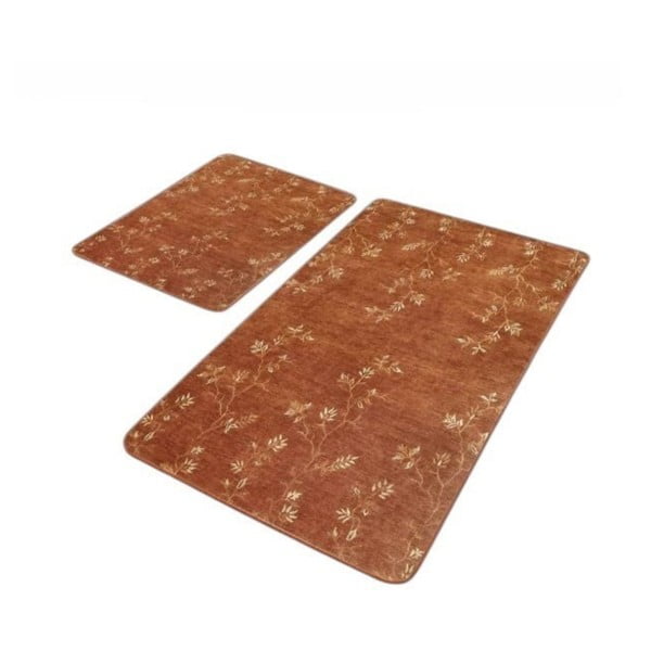 Brązowe aksamitne dywaniki łazienkowe zestaw 2 szt. 60x100 cm – Mila Home