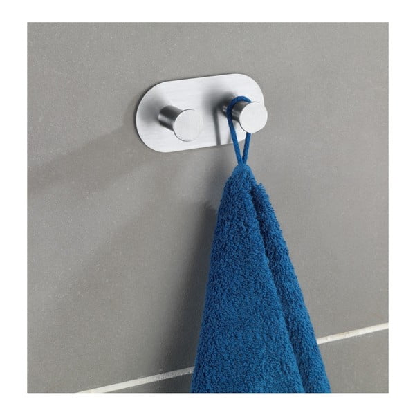 Podwójny samoprzylepny haczyk ścienny w srebrnej barwie Wenko Cona Duo-image-3