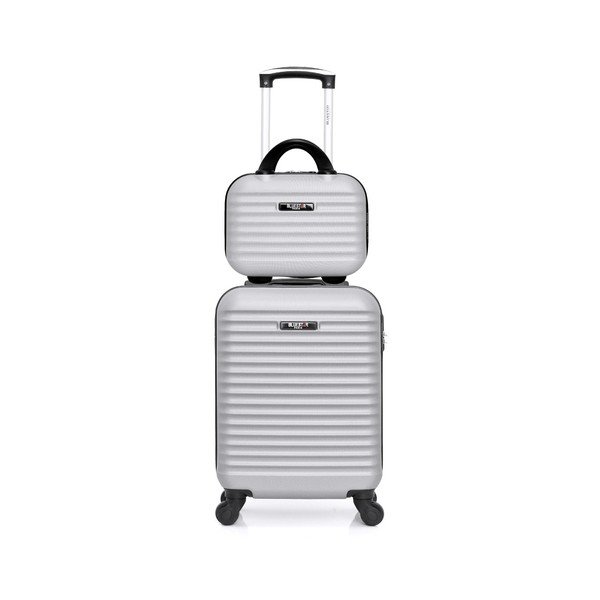 Zestaw szarej walizki i podręcznego kuferka Bluestar Marro