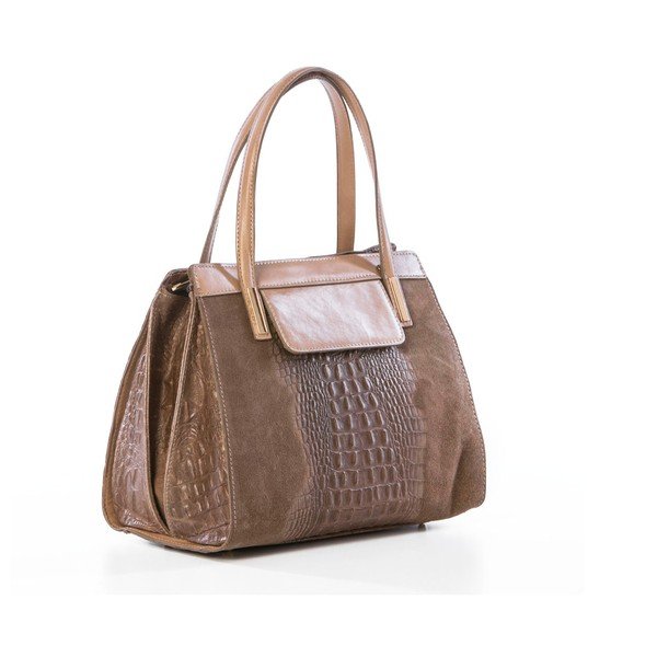 Skórzana torebka Croco Taupe-image-4