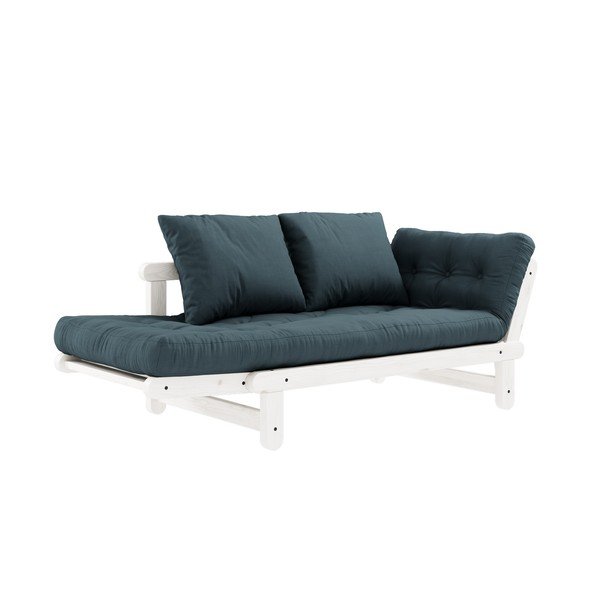 Sofa rozkładana z niebieskozielonym pokryciem Karup Design Beat White/Petrol Blue-image-3