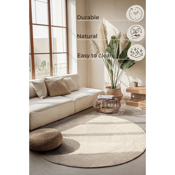 Kremowy okrągły dywan z juty dwustronny/tkany ręcznie ø 100 cm Braided – Hanse Home-image-3