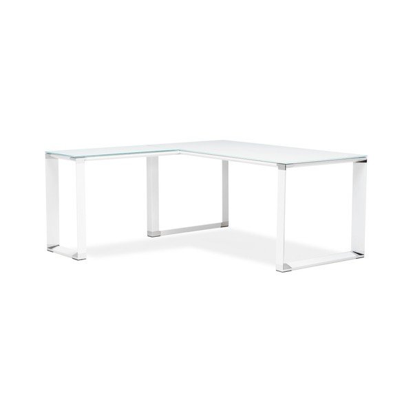 Białe biurko narożne ze szklanym blatem Kokoon Warner-image-2
