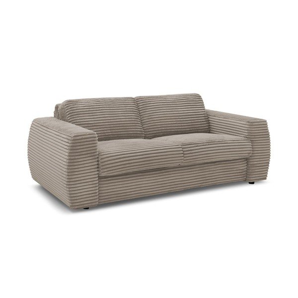 Szarobrązowa sztruksowa sofa do spania/rozkładana 220 cm Hugo – Bobochic Paris-image-2
