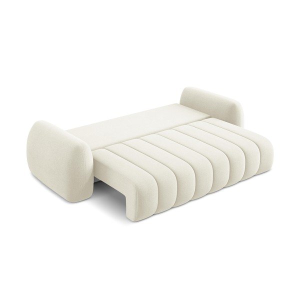 Beżowa sofa rozkładana z materiału bouclé ze schowkiem 266 cm Pele – Makamii-image-4