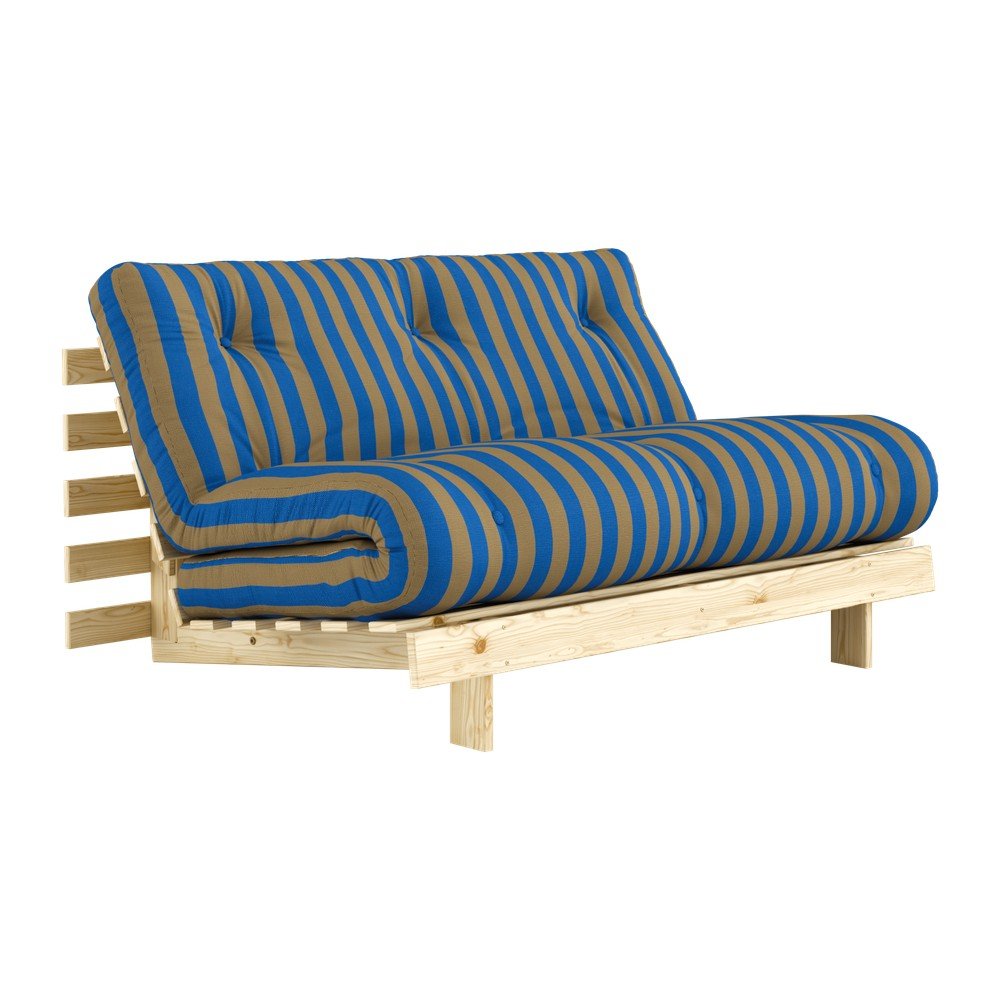 Niebieska/brązowa rozkładana sofa 140 cm Roots – Karup