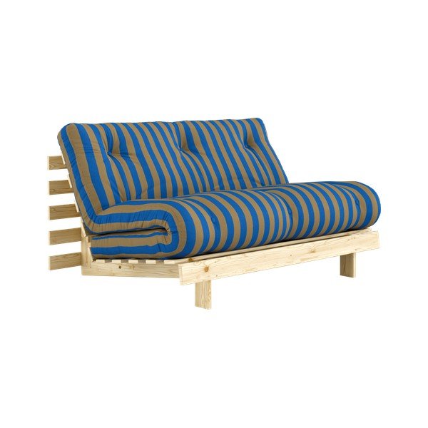 Niebieska/brązowa rozkładana sofa 140 cm Roots – Karup