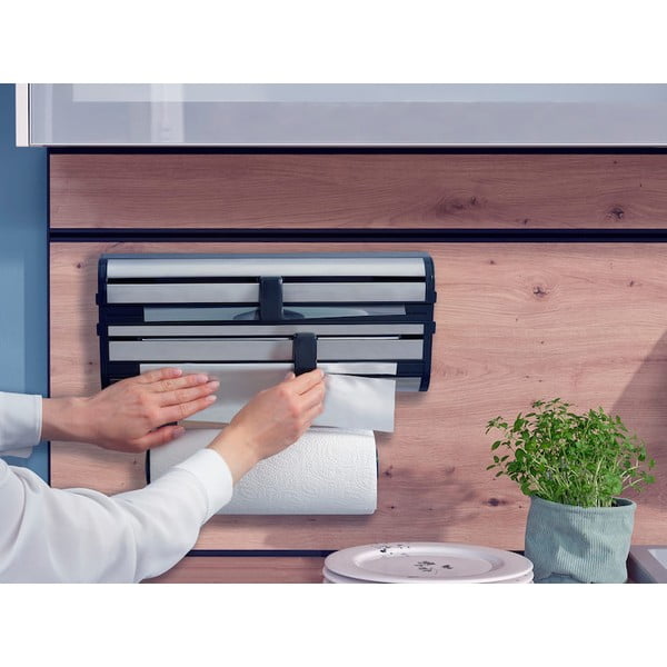 Metalowy uchwyt ścienny na ręczniki papierowe i folię w kolorze srebra Parat Royal – LEIFHEIT-image-2