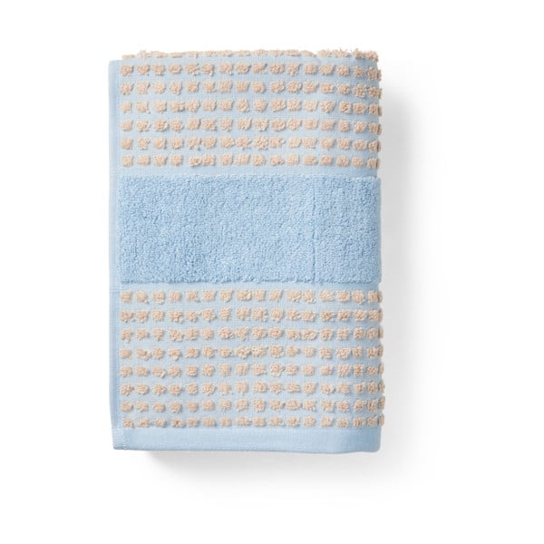 Jasnoniebiesko-beżowy ręcznik kąpielowy z bawełny organicznej 70x140 cm Check – JUNA