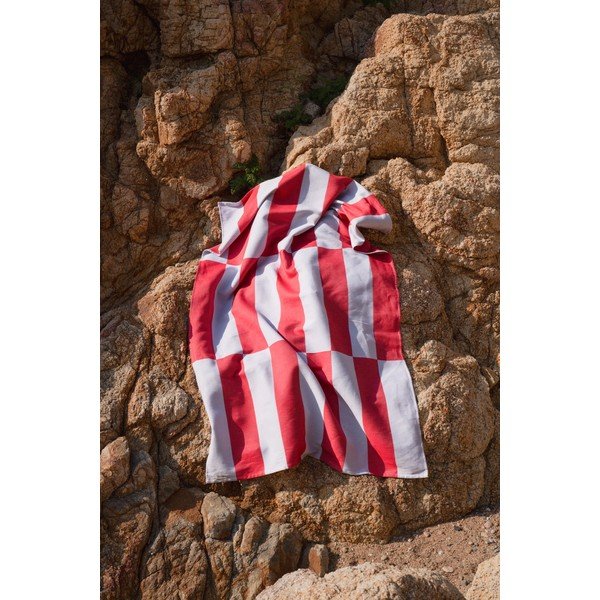 Czerwony/jasnoniebieski bawełniany ręcznik plażowy 100x160 cm Su – noo.ma-image-3