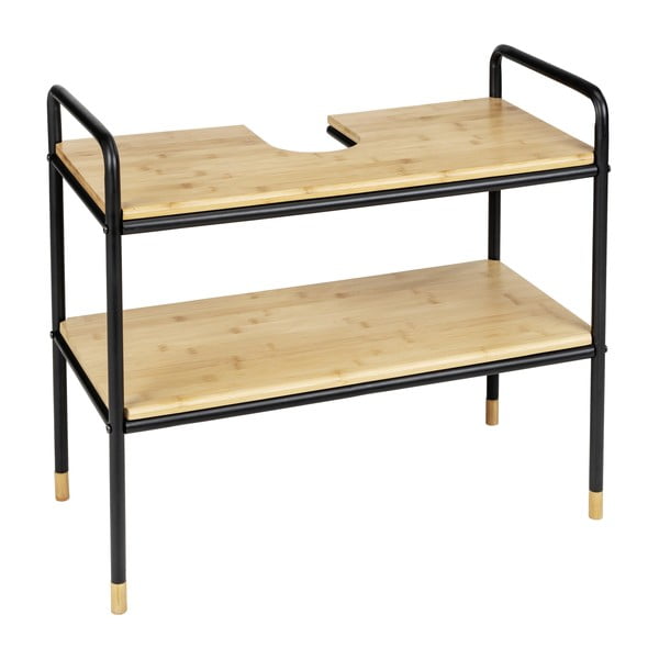 Czarno-naturalna bambusowa szafka pod umywalkę 70x60 cm Loft – Wenko-image-2