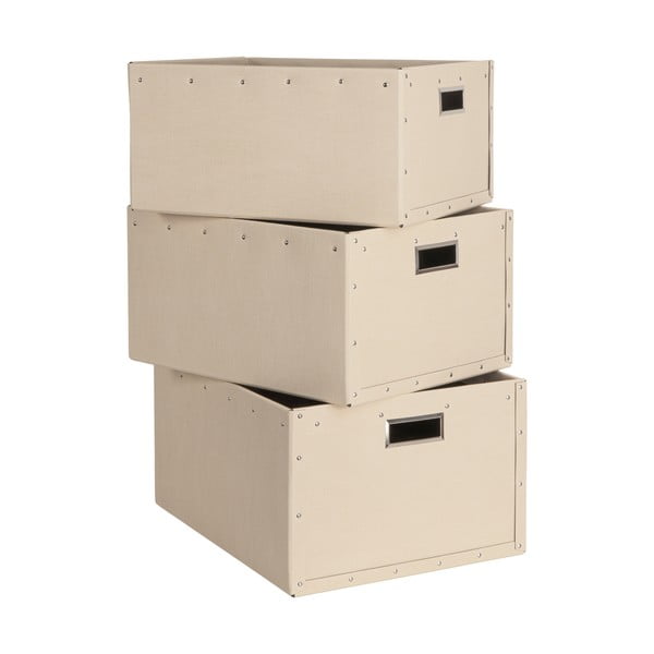 Beżowe kartonowe pojemniki zestaw 3 szt. Ture – Bigso Box of Sweden