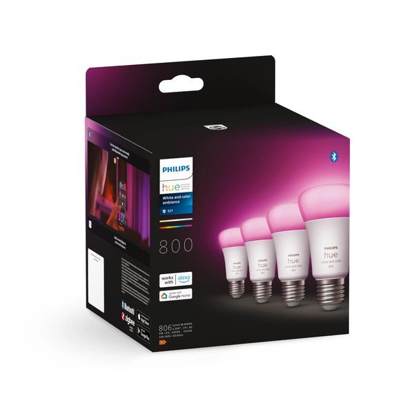 Inteligentne żarówki LED z gwintem E27, 9 W zestaw 4 szt. White and color ambiance – Philips Hue-image-2
