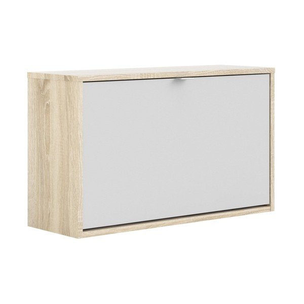 Biało-naturalna uchylna szafka wisząca na buty w dekorze dębu Shoes – Tvilum