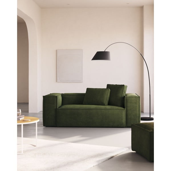 Czarna lampa stojąca z tekstylnym kloszem (wysokość 189 cm) May – Kave Home-image-1