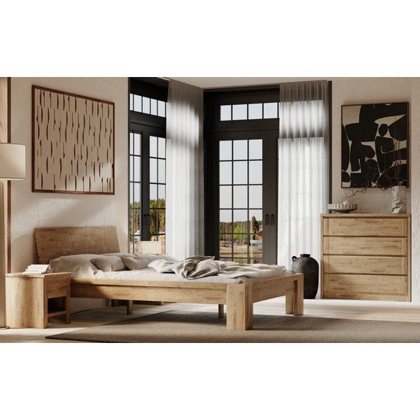 Brązowa niska komoda z litego drewna dębowego 105x96 cm Timo – Olivia Living-image-4