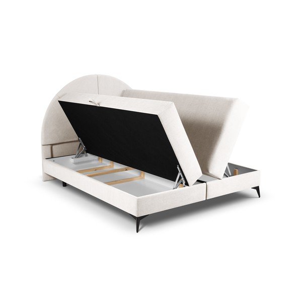 Beżowe łóżko boxspring ze schowkiem 180x200 cm Sunset – Cosmopolitan Design-image-4