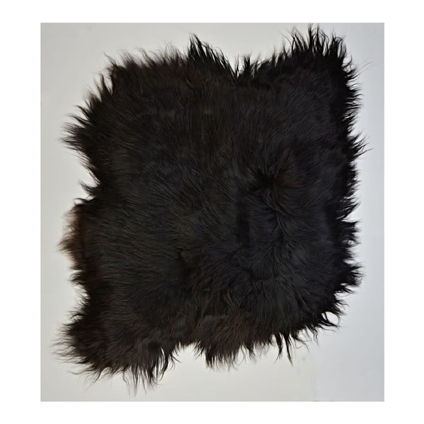 Ciemny dywan futrzany z długim włosiem, 90 x 80 cm-image-1