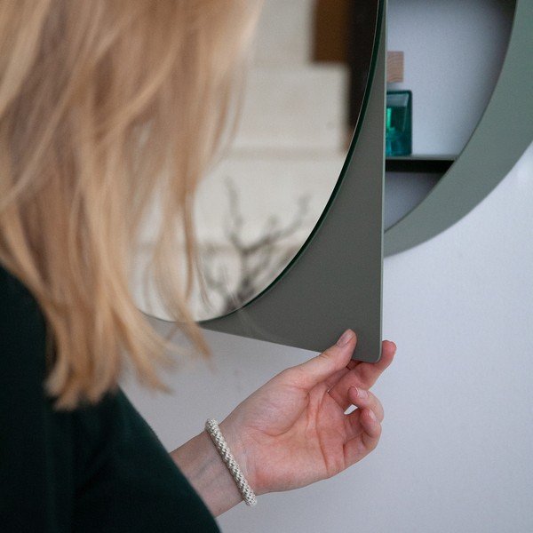 Szarozielona metalowa wisząca/z lustrem szafka łazienkowa 55x55 cm Sonnet – Spinder Design-image-4