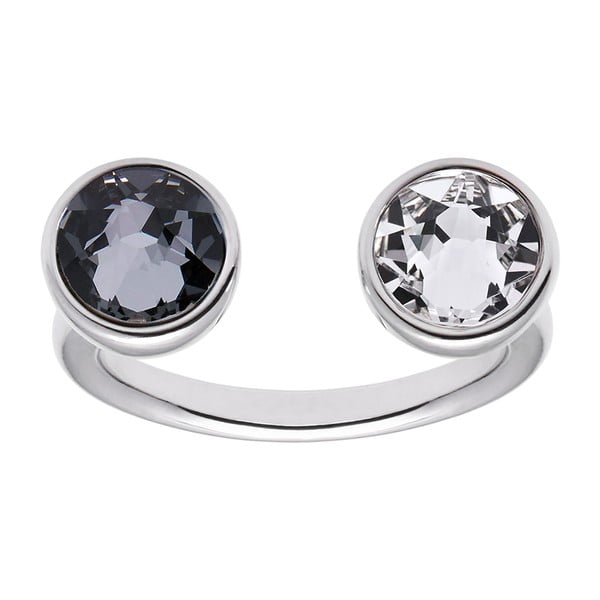 Pierścionek w kształcie U z szarym kryształem Swarovski® Gemseller