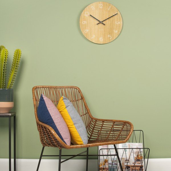 Jasnobrązowy zegar Present Time Glass Wood, ⌀ 40 cm-image-2