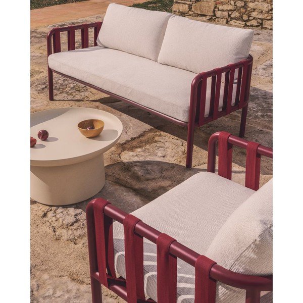 Czerwony/beżowy aluminiowy zestaw mebli ogrodowych dla 4 osób Omala – Kave Home-image-2