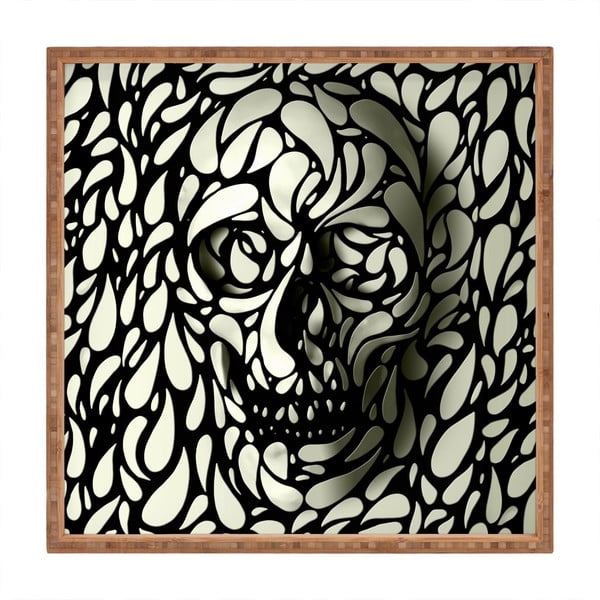 Drewniana taca dekoracyjna Skull, 40x40 cm