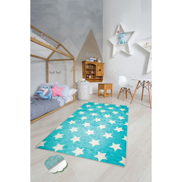 Niebieski antypoślizgowy dywan dziecięcy Chilai Universe, 140x190-image-2