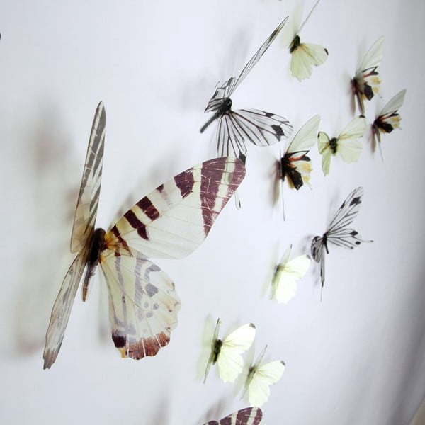 Zestaw 18 naklejek elektrostatycznych 3D Ambiance Butterflies Chic White