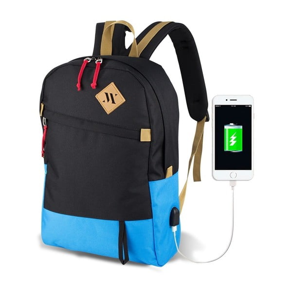 Czarno-turkusowy plecak z portem USB My Valice FREEDOM Smart Bag