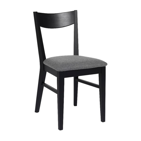 Czarne dębowe krzesło do jadalni z pluszowym siedziskiem Folke Dylan