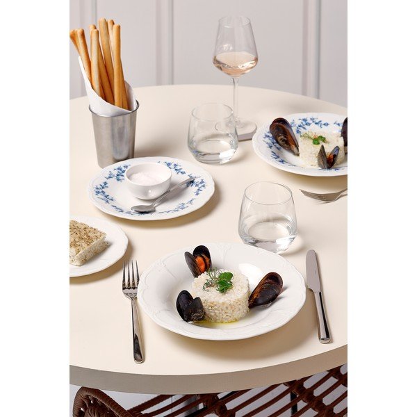 Biały/niebieski głęboki porcelanowy talerz ø 23,5 cm Retro – BonBistro-image-3