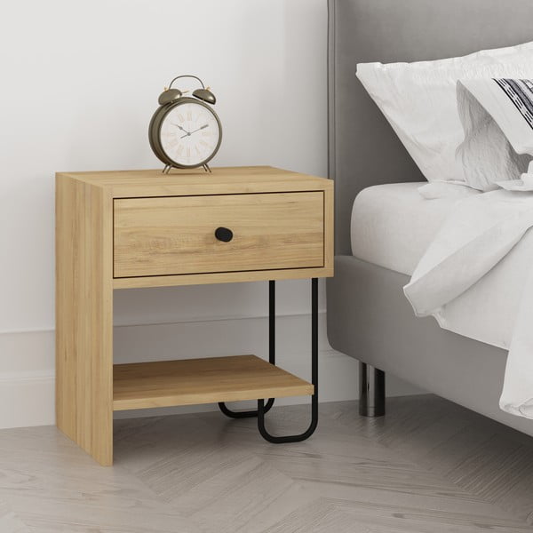 Szafka nocna w dekorze dębu z półką Saturne – Marckeric-image-2