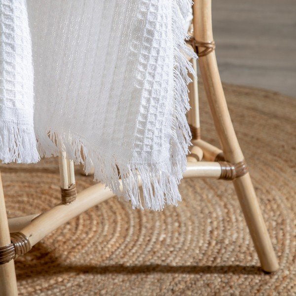 Biała narzuta z bawełny z recyklingu 260x280 cm Honeycomb – Ixia-image-1