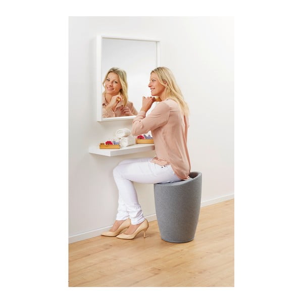 Jasnoszary kosz na pranie i taboret w jednym Wenko Linen Look, 20 l-image-1