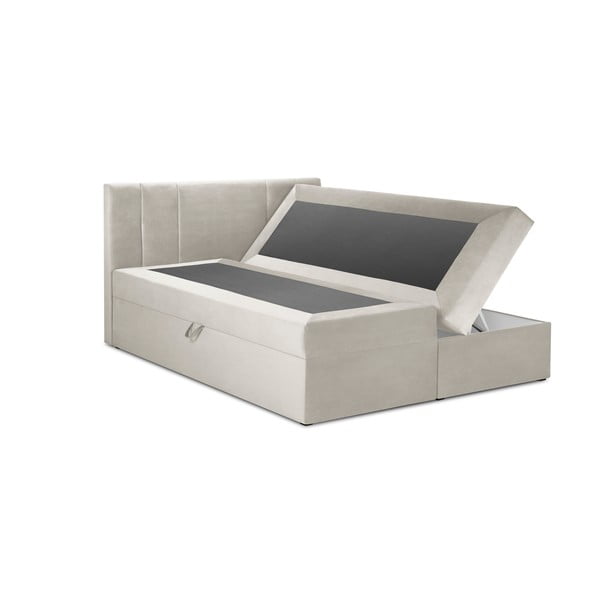 Beżowe łóżko boxspring ze schowkiem 200x200 cm Afra – Mazzini Beds-image-2