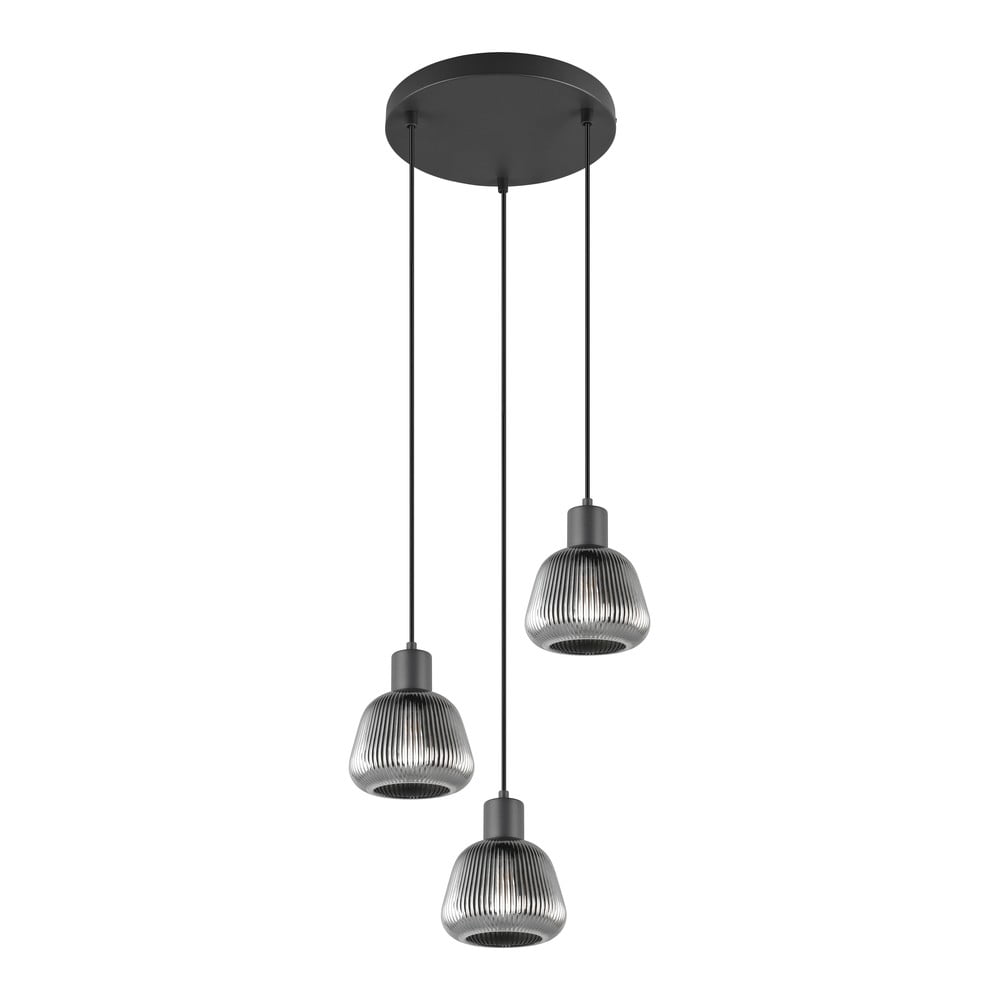 Czarna lampa wisząca ze szklanym kloszem ø 37 cm Tarifa – Trio