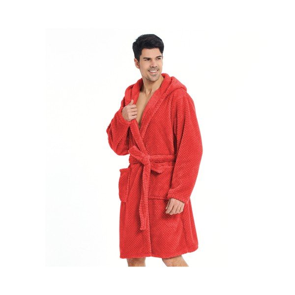 Czerwony szlafrok z mikrowłókna unisex DecoKing Sleepyhead, rozm. S-image-1