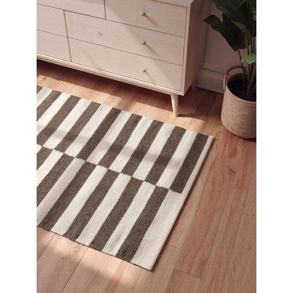 Biały/brązowy wełniany dywan dwustronny/tkany ręcznie 80x150 cm Vika – Hanse Home-image-2