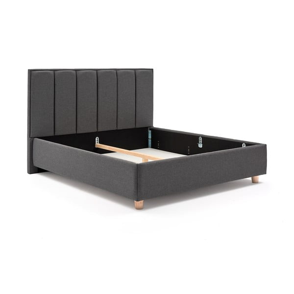 Ciemnoszare dwuosobowe łóżko ze schowkiem DlaSpania Wega, 180x200 cm-image-2