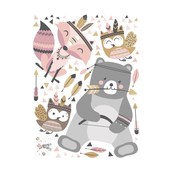 Dziecięce naklejki ścienne Ambiance Bear Indian Sweet-image-2