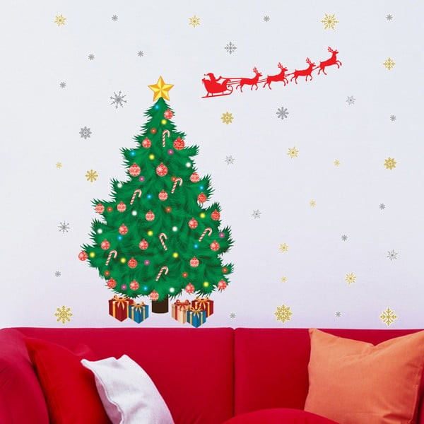 Naklejka na ścianę Walplus Santas Sleigh Christmas Tree