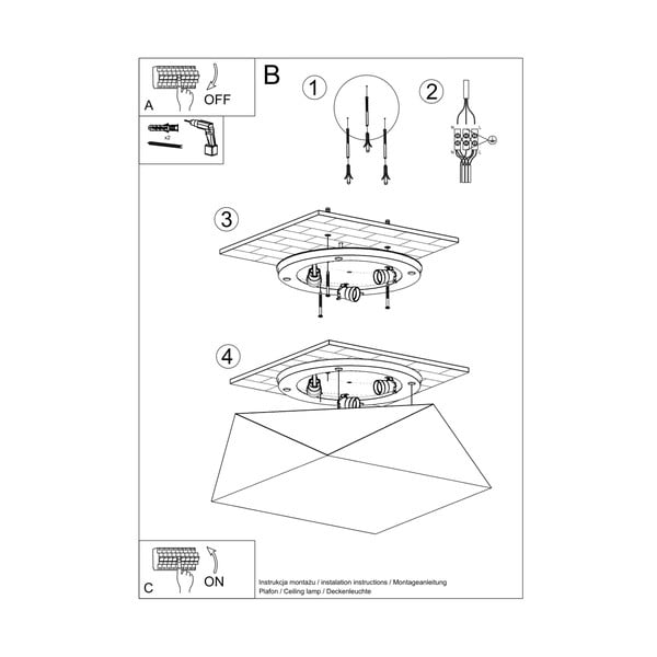 Lampa sufitowa w kolorze srebra 45x45 cm Koma – Sollux-image-3
