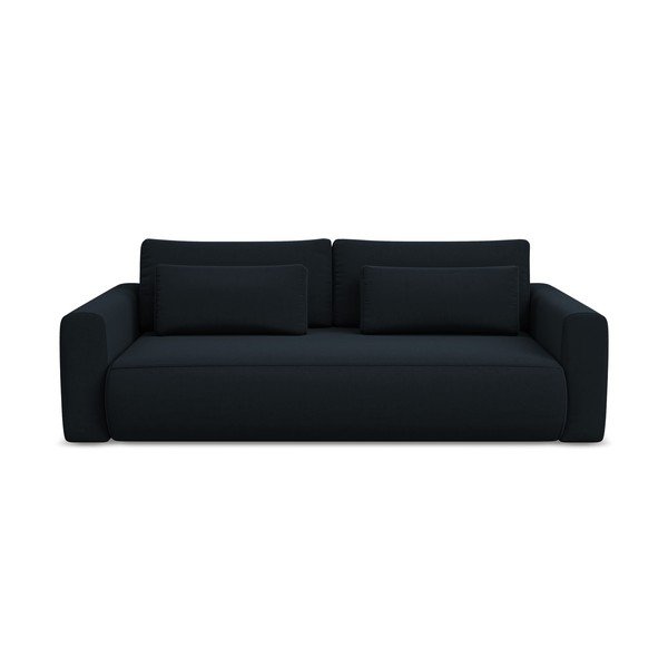 Ciemnoniebieska aksamitna rozkładana/ze schowkiem sofa 238 cm Kapua – Makamii