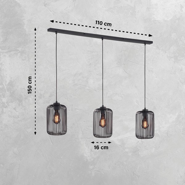 Czarna lampa wisząca z metalowym kloszem Cage – Fischer & Honsel-image-2